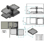 Inoxa 839BW/45 小型角落拉籃 (承重40公斤)